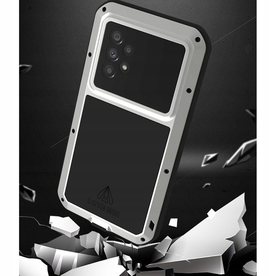 Pouzdro Love Mei pro Samsung Galaxy A53 5G, armored with glass, stříbrné