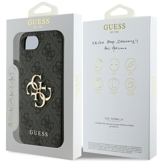 Pouzdro GUESS pro iPhone 16E, 4G Big Metal Logo, černé