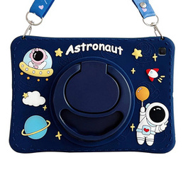 Dětské silikonové pouzdro pro Samsung Galaxy Tab A7 Lite T220 / T225, pancéřované s popruhem, Astronaut, námořnicky modré