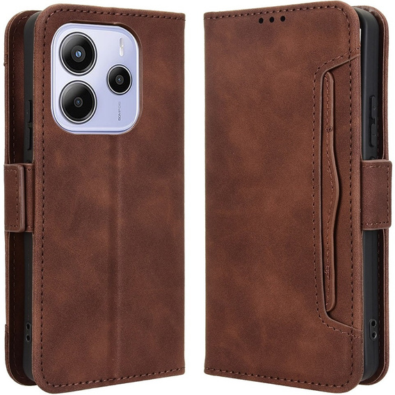 Klopové pouzdro pro Xiaomi Redmi Note 14 4G, Card Slot, hnědé