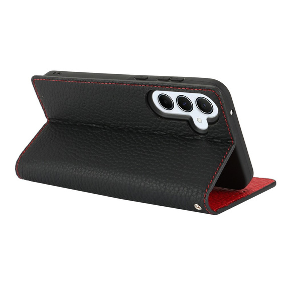Klopové pouzdro pro Samsung Galaxy S25, Litchi Skin Grain, černé