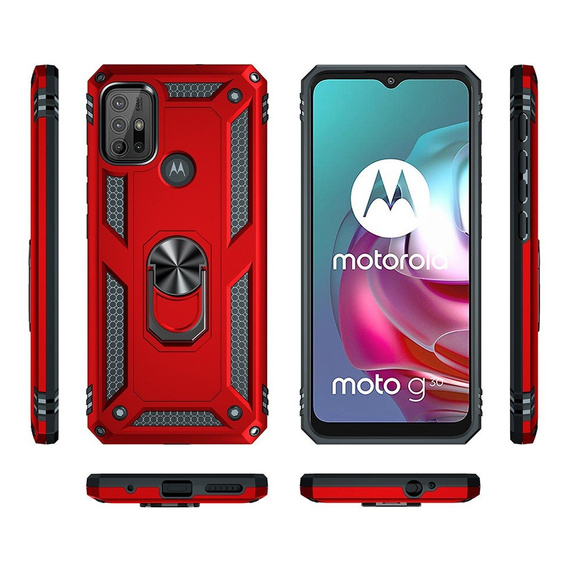 Pancéřové pouzdro pro Motorola Moto G10/G30, Nox Case Ring, červené