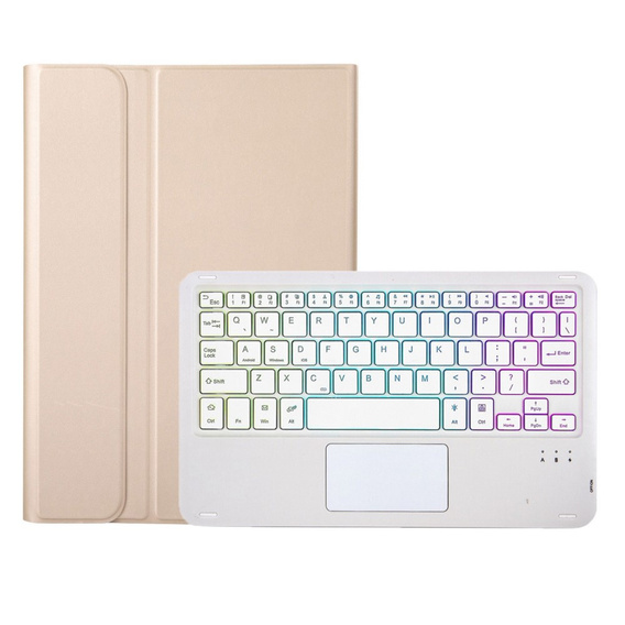 Pouzdro s podsvícenou bluetooth touchpad klávesnicí pro iPad 10.9" 2022 (10 gen.), zlaté