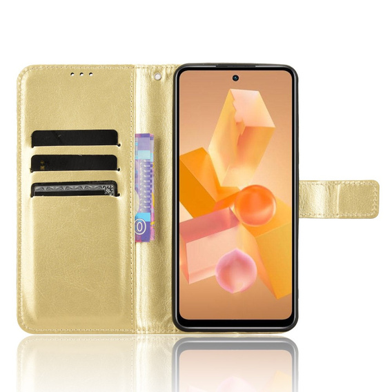 Klopové pouzdro pro Infinix Hot 40i, Crazy Horse Wallet, zlaté