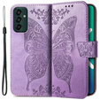 Klopové pouzdro pro Samsung Galaxy M13, Butterfly, fialové