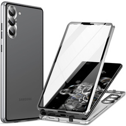 Pouzdro pro Samsung Galaxy S24, Magnetic Dual Glass, stříbrné