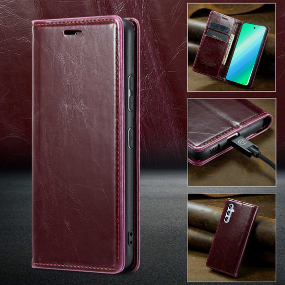 Klopové pouzdro pro Samsung Galaxy A54, ERBORD Waxy Wallet, červené