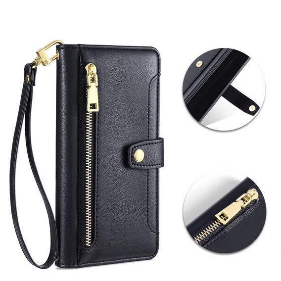 Klopové pouzdro pro Xiaomi Redmi Note 13 Pro 5G, Wallet Zipper Pocket, černé