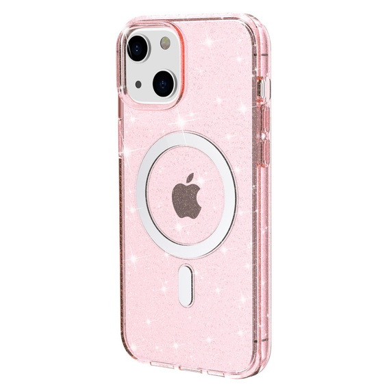 Pouzdro pro iPhone 14, Dropproof MagSafe Glitter, růžové