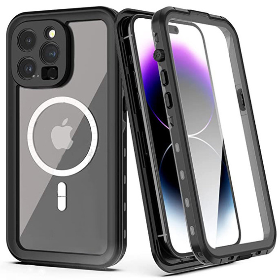 Vodotěsné pouzdro pro iPhone 14 Pro Max, Redpepper, pro MagSafe, černé