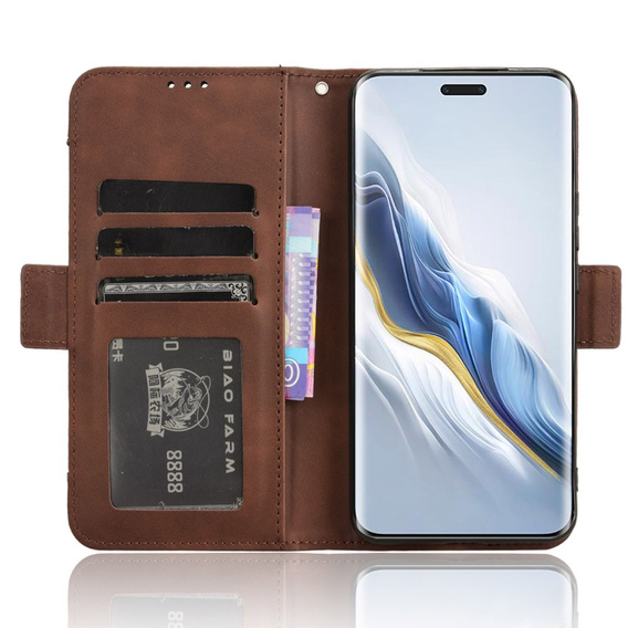 Klopové pouzdro pro Honor Magic 6 Pro 5G, Card Slot, hnědé