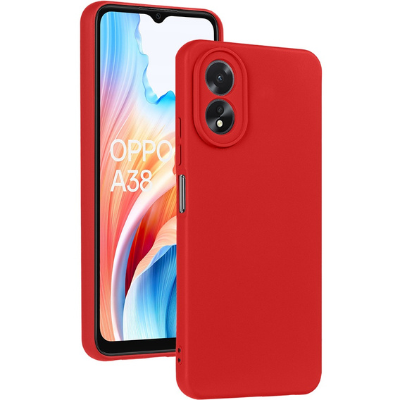 Pouzdro pro Oppo A18 4G / A38 4G, Silicone Lite, červené + 9H sklo