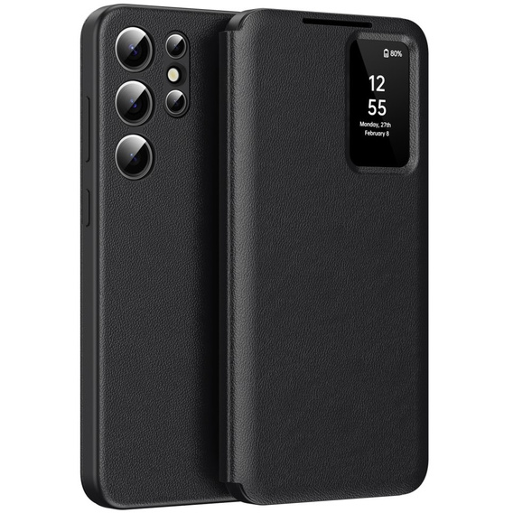 Flipové pouzdro pro Samsung Galaxy S23 Ultra, Smart View Wallet, černé
