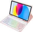 Pouzdro s podsvícenou bluetooth klávesnicí pro iPad 10.9 2022 (10 gen.), růžové
