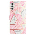 Klopové pouzdro pro Samsung Galaxy A25 5G, Wallet Marble, růžové + 9H sklo 