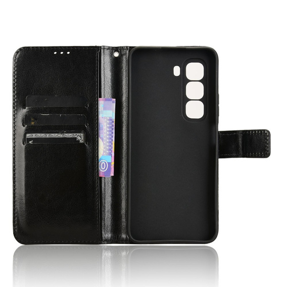 Klopové pouzdro pro Infinix Hot 50 Pro 4G, Crazy Horse Wallet, černé