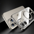 Pouzdro pro iPhone 15 Pro Max, Privacy Dual Glass, pro MagSafe, stříbrné