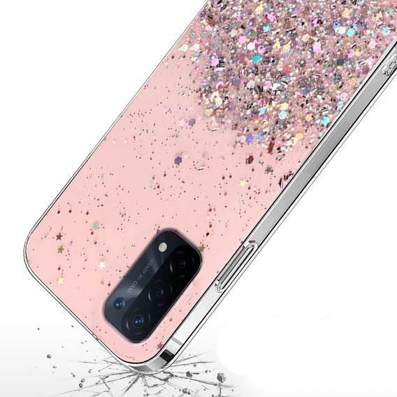 Pouzdro pro Oppo A54 5G/A74 5G/A93 5G, Glittery, růžové