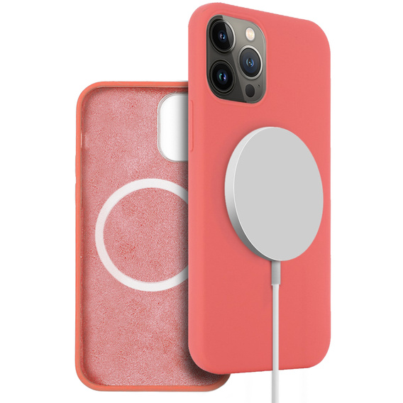 Pouzdro pro iPhone 13 Pro Max, Silicone MagSafe, růžové