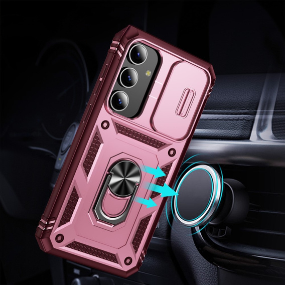 Pouzdro pro Samsung Galaxy S24+ Plus, CamShield Slide, růžové/ červené