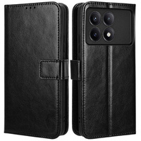 Klopové pouzdro pro Xiaomi Poco F6 Pro, Crazy Horse Wallet, černé