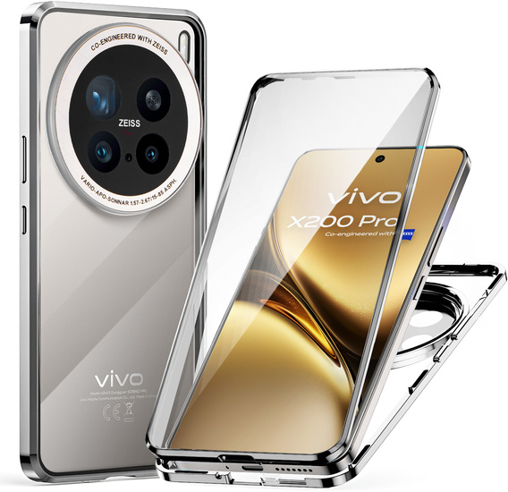 Pouzdro pro Vivo X200 Pro 5G, Magnetic Dual Glass, stříbrné