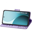 Klopové pouzdro pro Oppo Reno 14F, peněženka, Butterfly, fialové