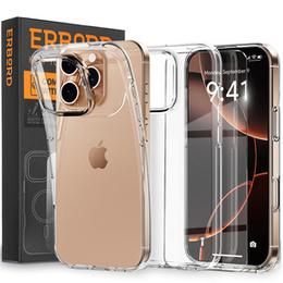 Pouzdro pro iPhone 16 Pro, ERBORD Slim, průhledné + 9H sklo