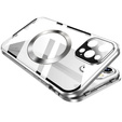 Magnetické pouzdro Dual Glass MagSafe pro iPhone 16 Pro Max, stříbrné
