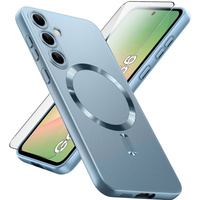 Pouzdro pro Samsung Galaxy A56, ColorMag, pro MagSafe, modré + tvrzené sklo 9H