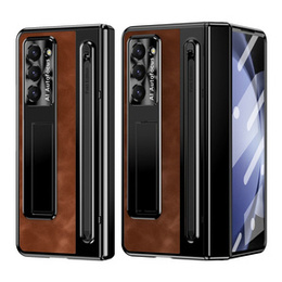 Pouzdro s podstavcem Leather+PC s průhledným okénkem a stylusem pro Samsung Galaxy Z Fold6 5G