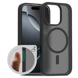 Pouzdro ERBORD MagSafe pro iPhone 16 Pro, Matte Case, aktivní tlačítko, matný / černý