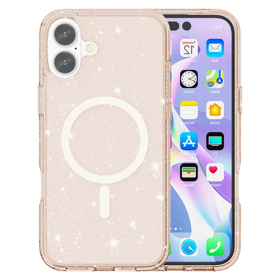 Pouzdro pro iPhone 17, pro MagSafe, třpytivé, průsvitně zlaté