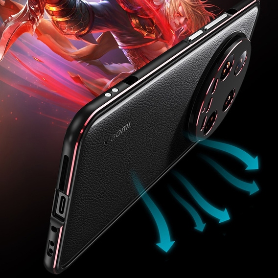 Pouzdro pro Xiaomi 14 Ultra, Armor Bumper, s krytem objektivu, černá / červená