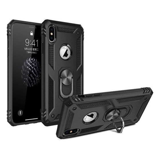 Pancéřové pouzdro pro iPhone XR, Nox Case Ring, černé