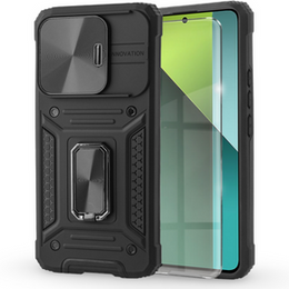 Pancéřové pouzdro pro Xiaomi Redmi Note 13 Pro 5G, CamShield Slide, černé + tvrzené sklo 9H