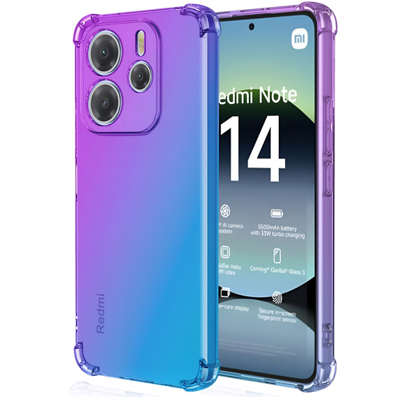 Pouzdro pro Xiaomi Redmi Note 14 4G, Gradient Dropproof, Fialová / modrá