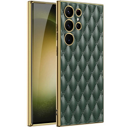 Pouzdro pro Samsung Galaxy S24 Ultra, Leather Rhombus, zelené