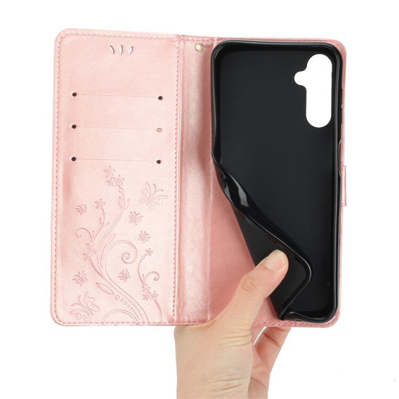 Klopové pouzdro pro Samsung Galaxy A55 5G, Wallet, Butterfly, fialové