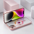 Pouzdro pro iPhone 14 Plus, Electro MagSafe, růžové + sklo na displej