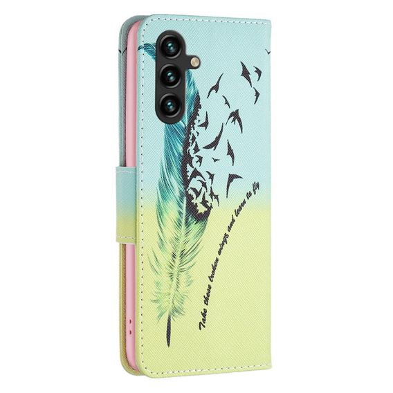 Klopové pouzdro pro Samsung Galaxy A55 5G, Wallet, Feather, modré