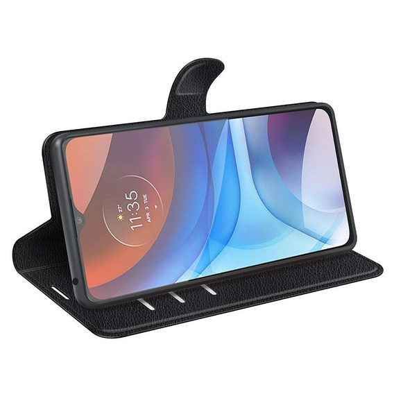 Klopové pouzdro pro Motorola Moto E7 Power / E7i Power, Wallet Litchi Texture, černé