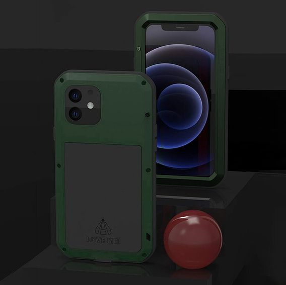 Pouzdro Love Mei pro iPhone 12 Mini, armored with glass, zelené