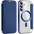 Klopové pouzdro pro Samsung Galaxy S23 FE, RFID Wallet MagSafe CamShield, námořnicky modré