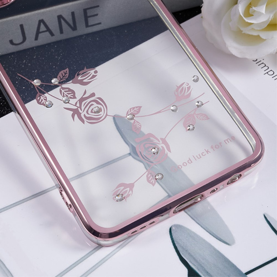 Pouzdro pro Oppo Reno8 T 4G, Glitter Flower, růžové rose gold