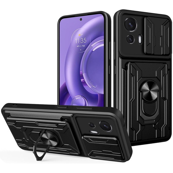 Pancéřové pouzdro pro Motorola Edge 30 Neo 5G, Camera Slide Card Slot, černé