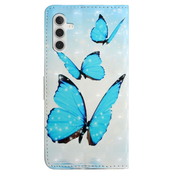 Klopové pouzdro pro Samsung Galaxy A05s, Wallet, Butterflies, modré