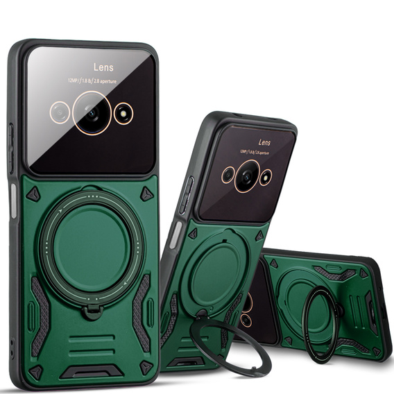 Obrněné pouzdro pro Xiaomi Redmi A3, Magnetic Ring, zelené