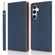 Klopové pouzdro pro Samsung Galaxy S25+ Plus, Litchi Skin Grain, námořnicky modré