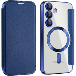 Klopové pouzdro pro Samsung Galaxy S25 FE, RFID Wallet MagSafe CamShield, námořnicky modré